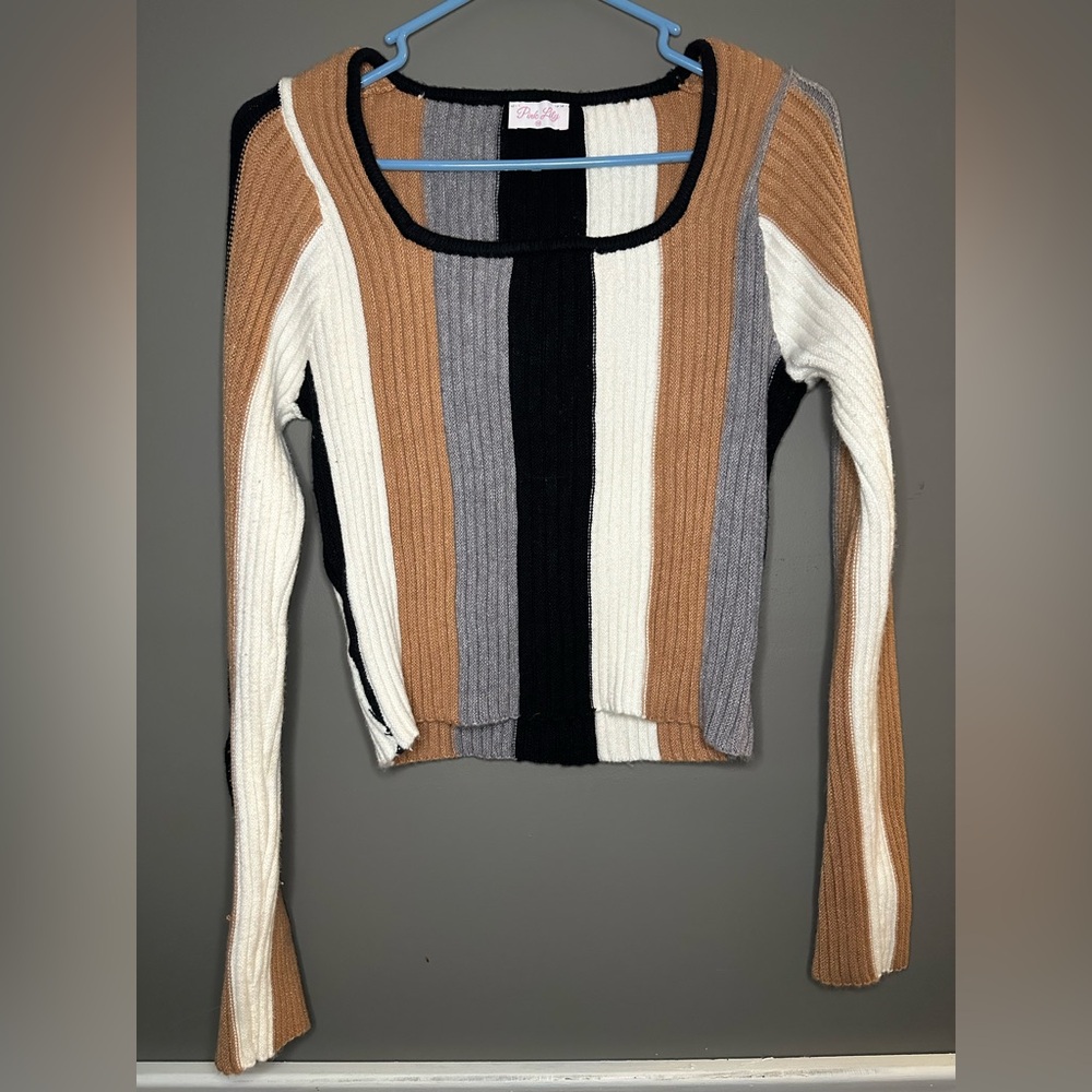 Pink Lily Monochrome Striped Sweater